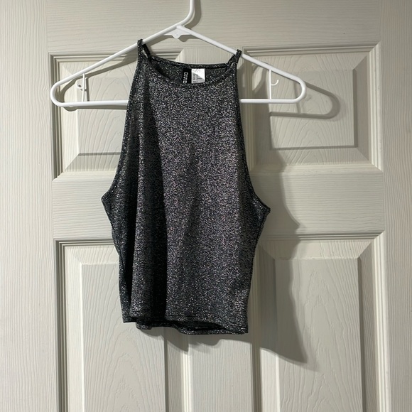 H&M black and silver crop top NWOT - Picture 1 of 2